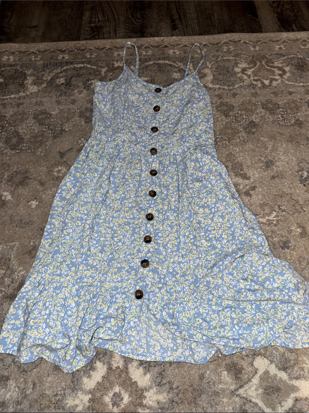 Japna Light Blue Floral Button-Front Sundress